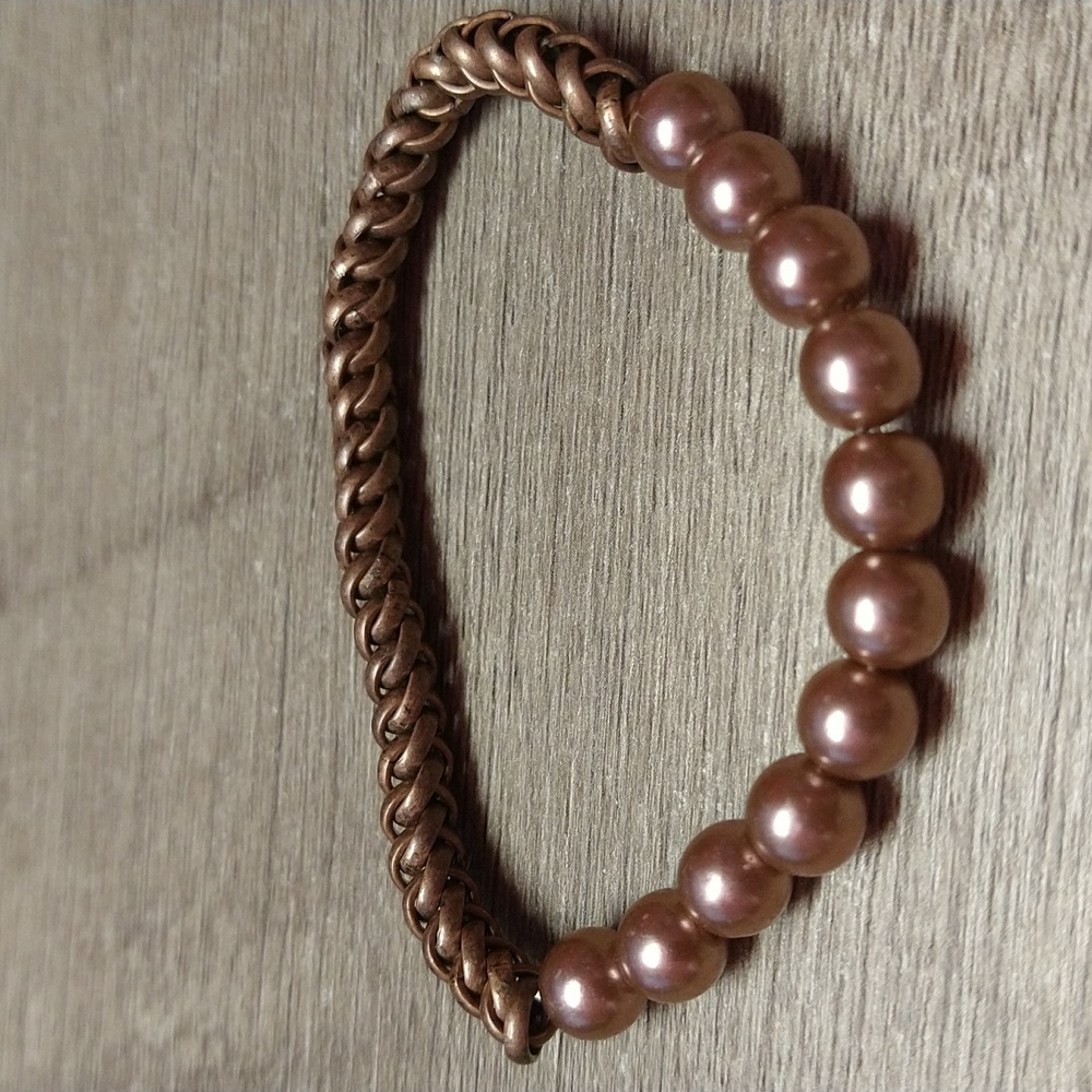 Rose gold Pearls and Intertwined Bracelet